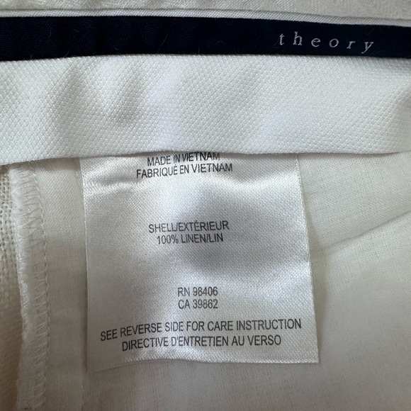 Theory Women’s White Linen Pants - Picture 5 of 8